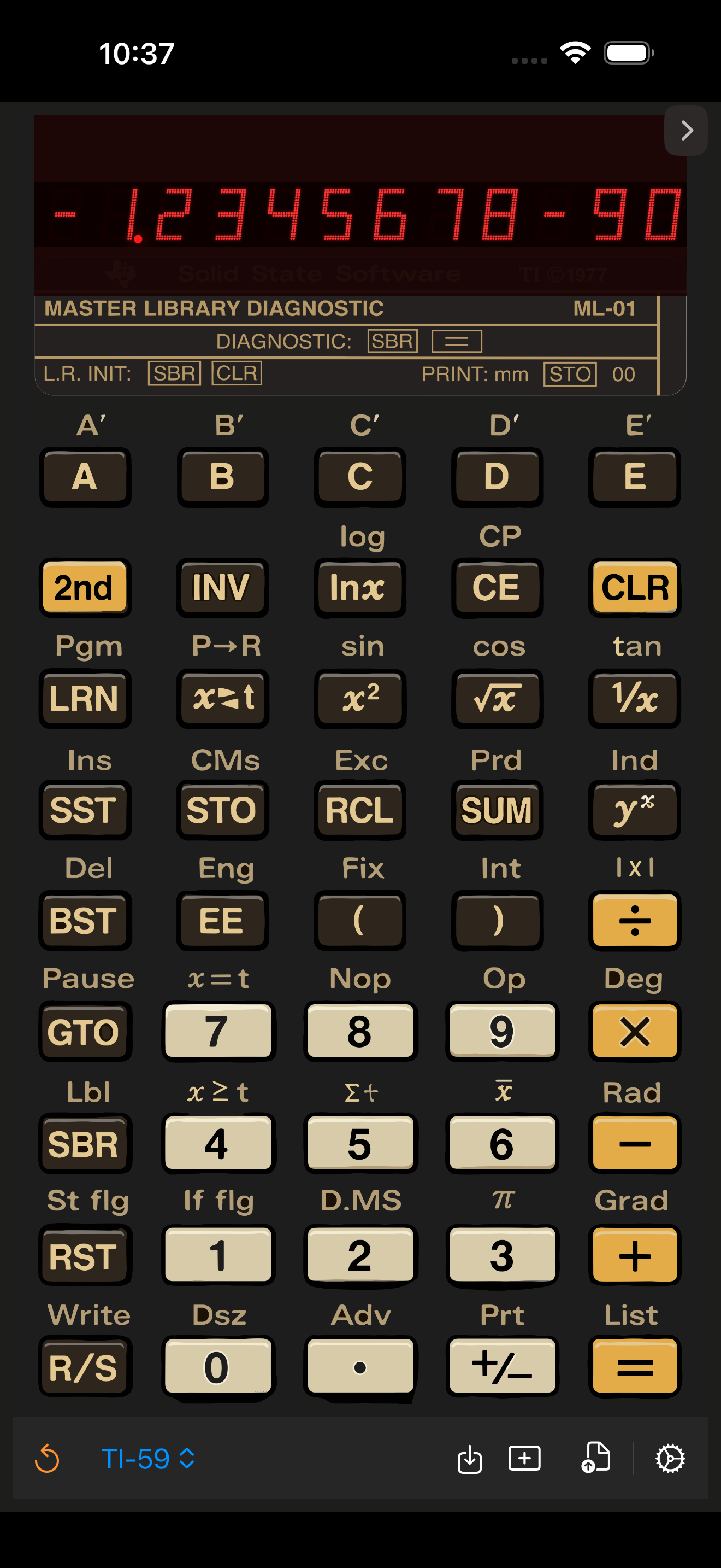 Calc-U 59 running on iPhone